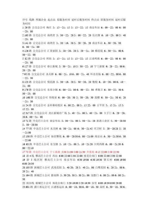 南京公交时间调整
