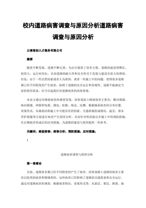 校内道路病害调查与原因分析道路病害调查与原因分析