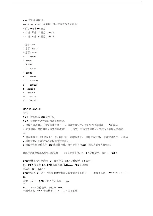 ppr管材规格及价目表.docx