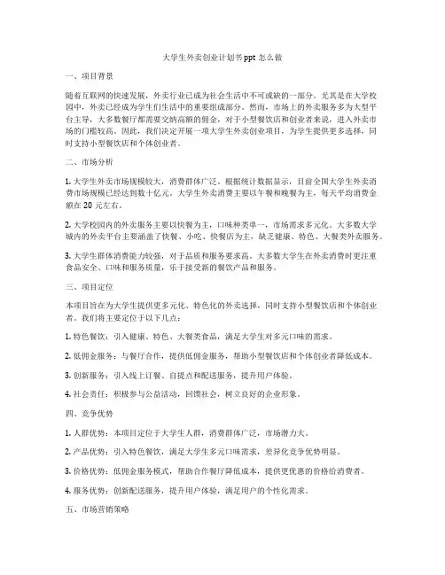 大学生外卖创业计划书ppt怎么做