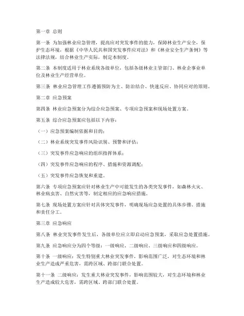 林业应急措施管理制度范本