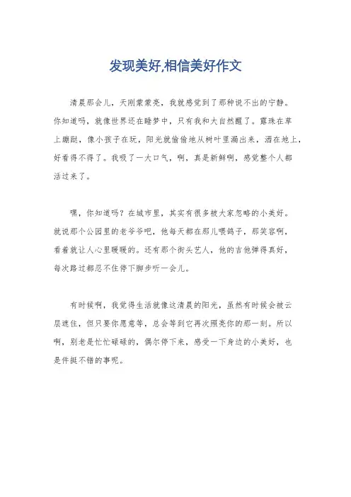 发现美好,相信美好作文