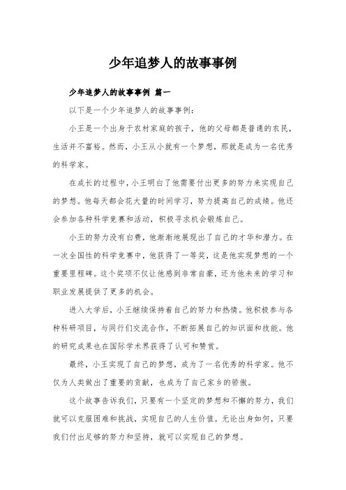 少年追梦人的故事事例