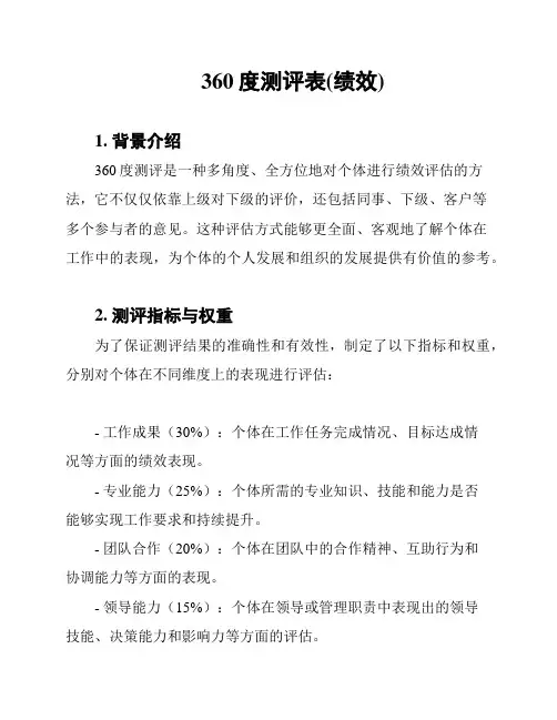 360度测评表(绩效)
