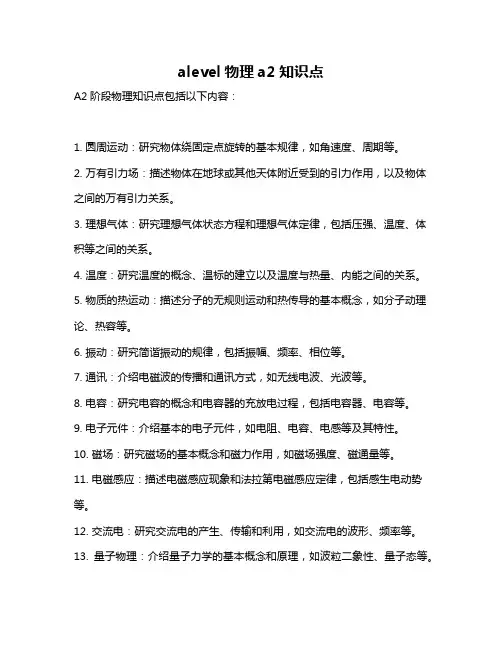 alevel物理a2知识点