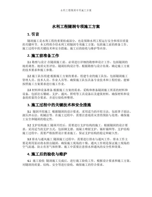 水利工程隧洞专项施工方案