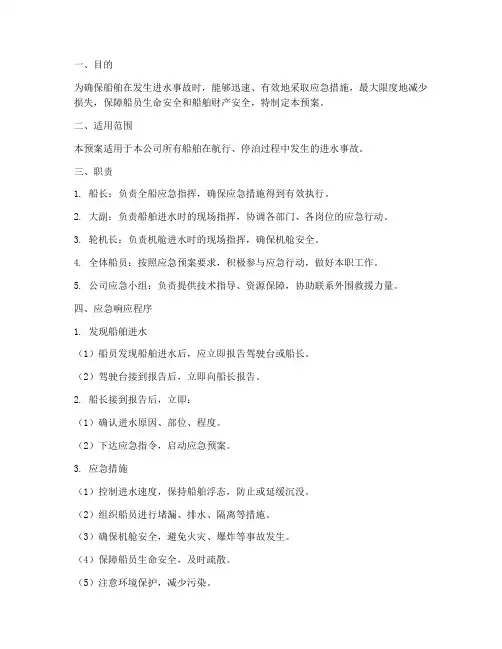 船舶进水应急预案