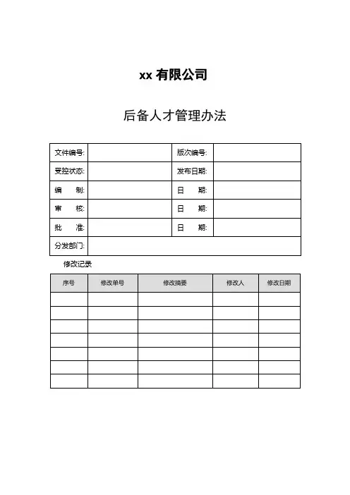 企业后备干部培养管理办法(人才梯队建设,干部队伍建设)