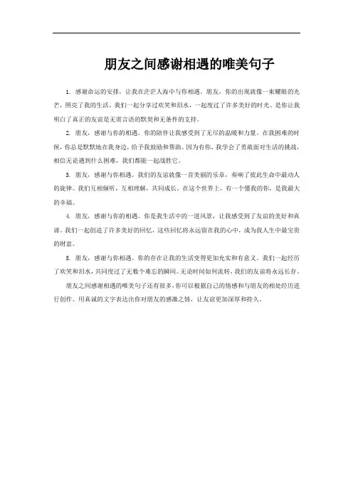 朋友之间感谢相遇的唯美句子