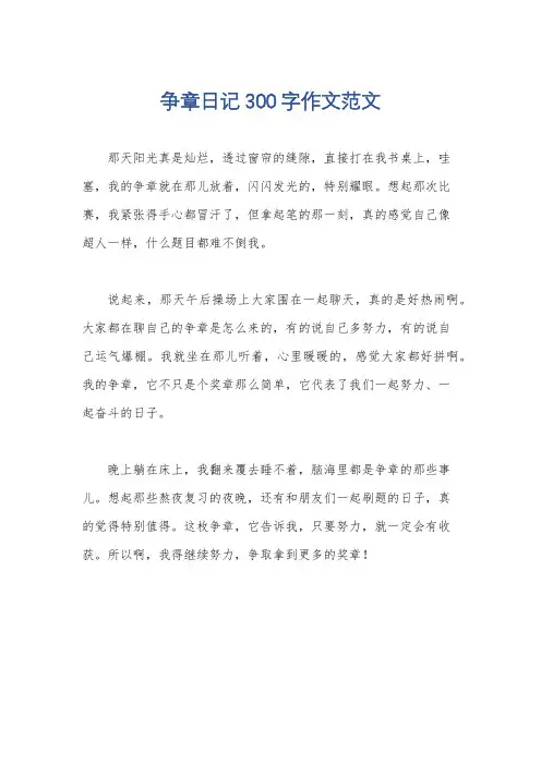 争章日记300字作文范文