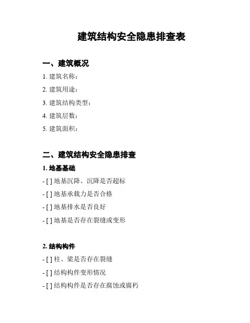 建筑结构安全隐患排查表