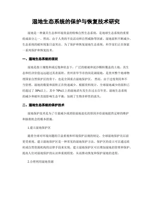 湿地生态系统的保护与恢复技术研究