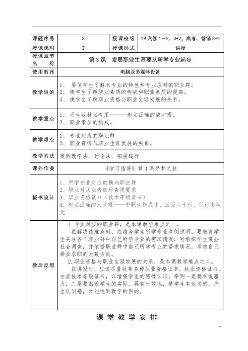 《职业生涯规划》教案第3课