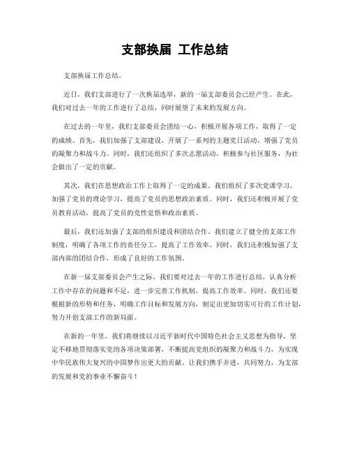 支部换届 工作总结
