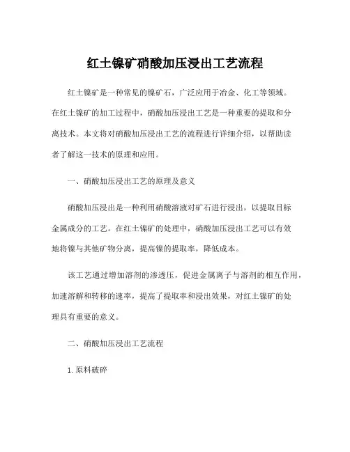 红土镍矿硝酸加压浸出工艺流程