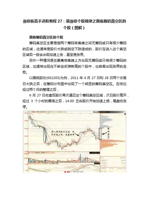 涨停板高手进阶教程27：易涨停个股规律之面临筹码真空区的个股（图解）