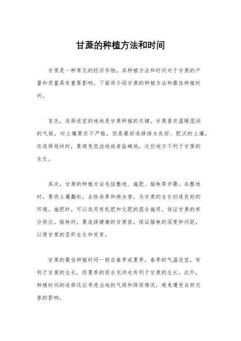 甘蔗的种植方法和时间