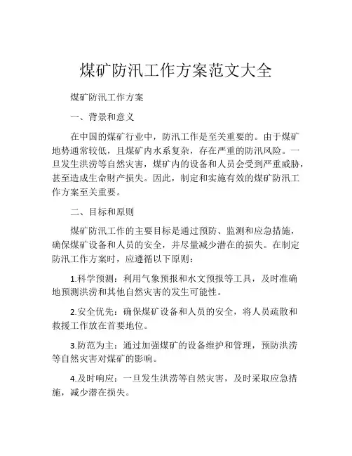 煤矿防汛工作方案范文大全