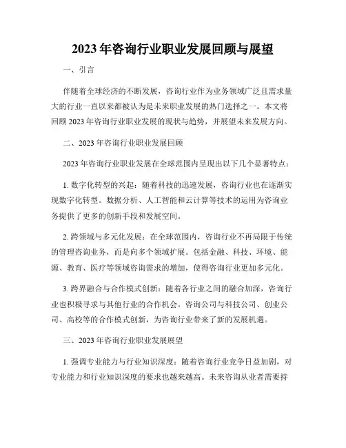 2023年咨询行业职业发展回顾与展望