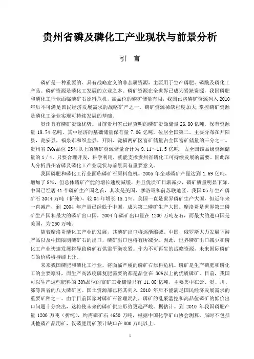 贵州省磷及磷化工产业现状与前景分析