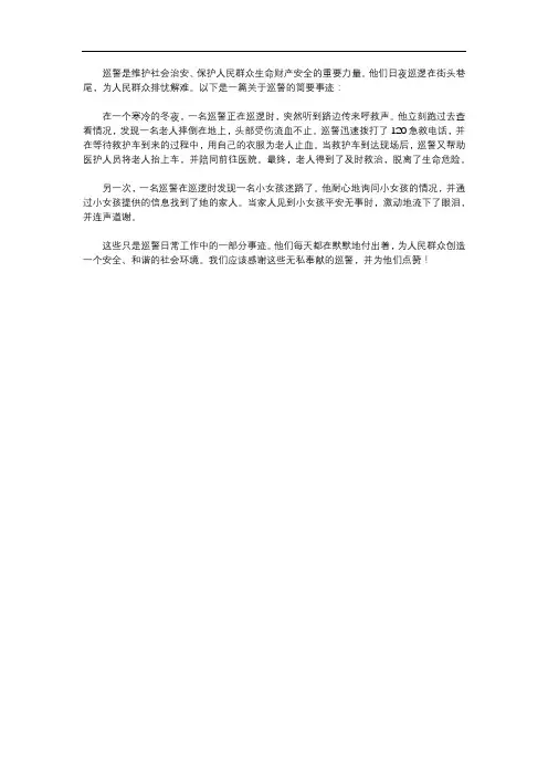巡警简要事迹500字