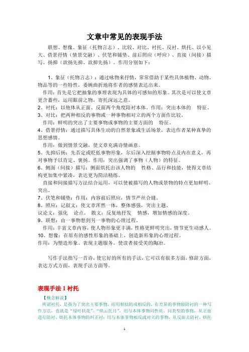 常见的表现手法汇总