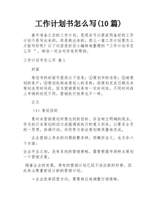 工作计划书怎么写(10篇)