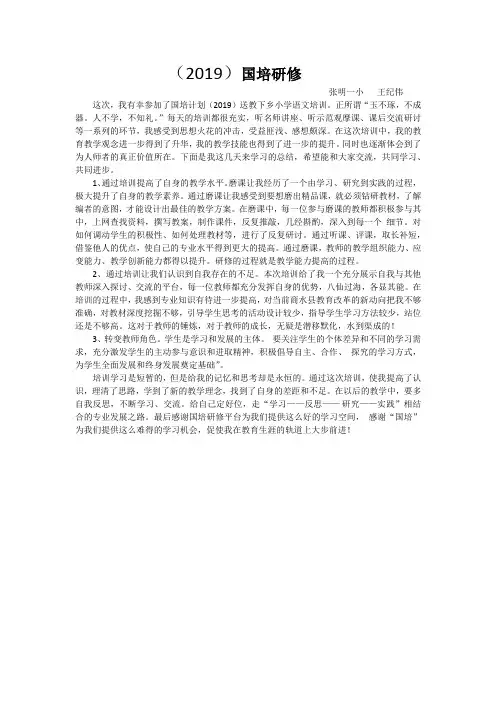 2019国培研修