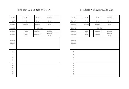刑释解教人员基本情况登记表