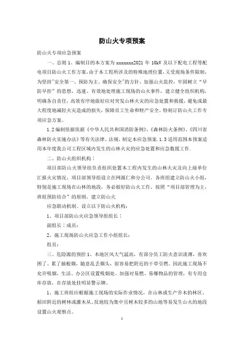 防山火专项预案