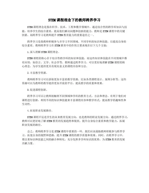 STEM课程理念下的教师跨界学习