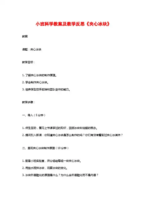 小班科学教案及教学反思《夹心冰块》