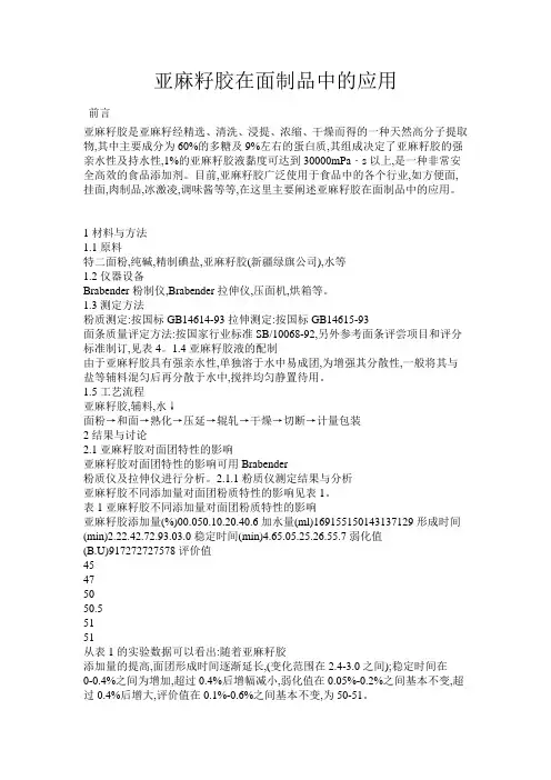 亚麻籽胶在面制品中的应用