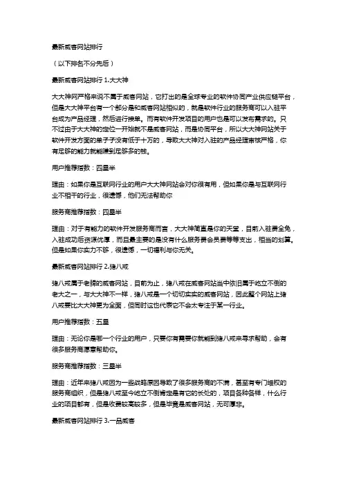 最新威客网站排行