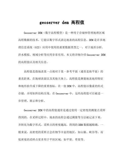 geoserver dem 高程值