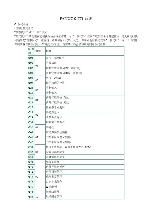 FANUC 0T编程详解