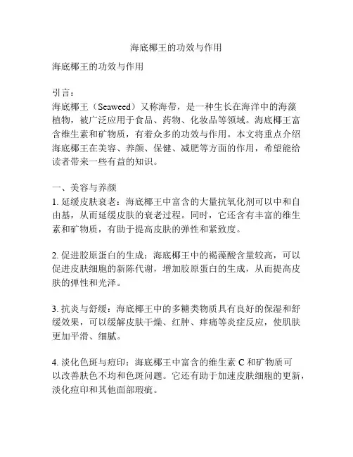海底椰王的功效与作用