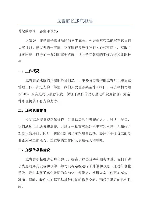 立案庭长述职报告