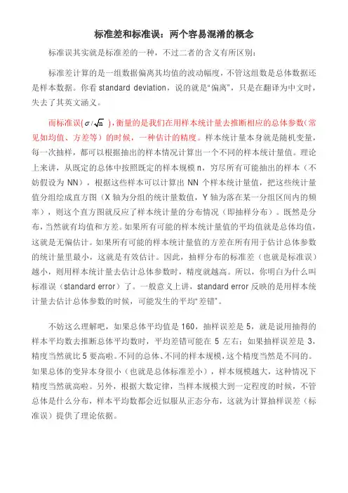 标准差和标准误区别及Excel中标准差公式的区别