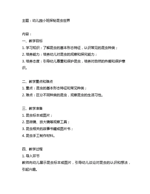 幼儿园小班探秘昆虫世界 幼儿园昆虫教案