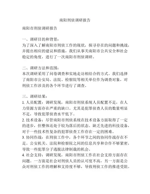 南阳刑侦调研报告
