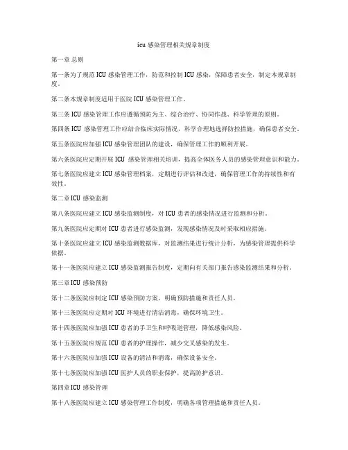 icu感染管理相关规章制度