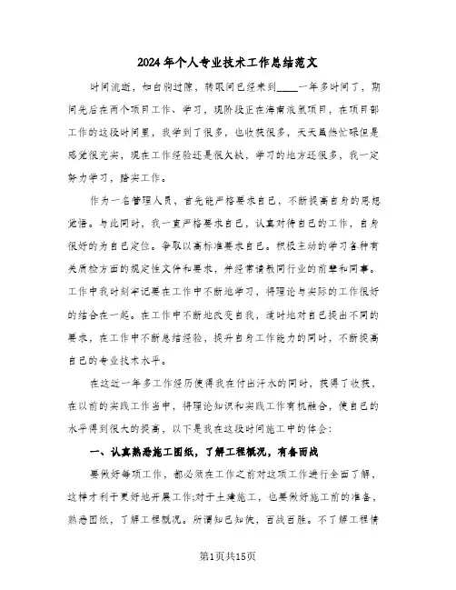 2024年个人专业技术工作总结范文(五篇)