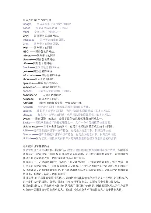 很有用的30个搜索引擎