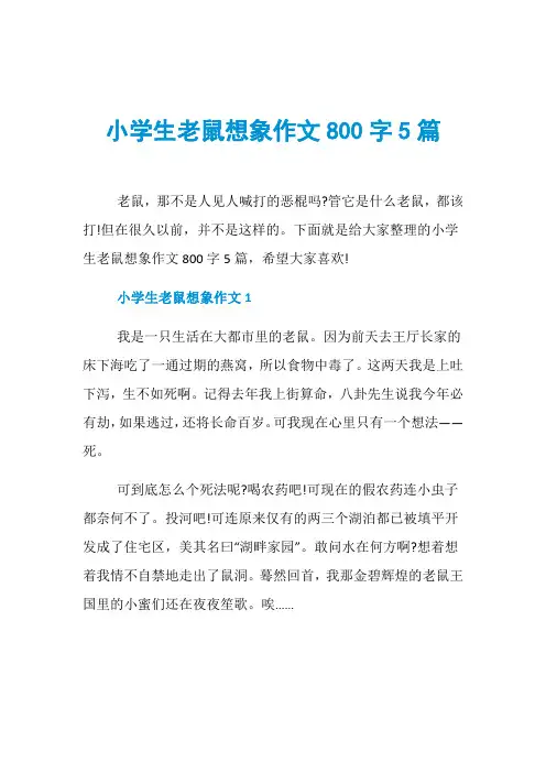 小学生老鼠想象作文800字5篇