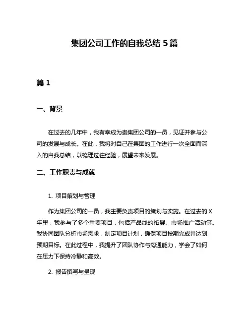 集团公司工作的自我总结5篇
