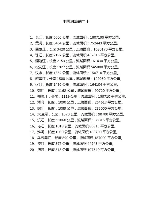 中国河流前二十