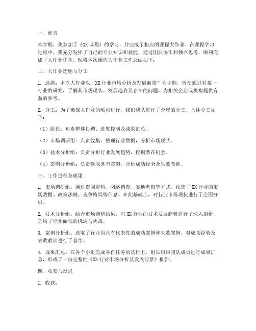 课程大作业工作总结报告