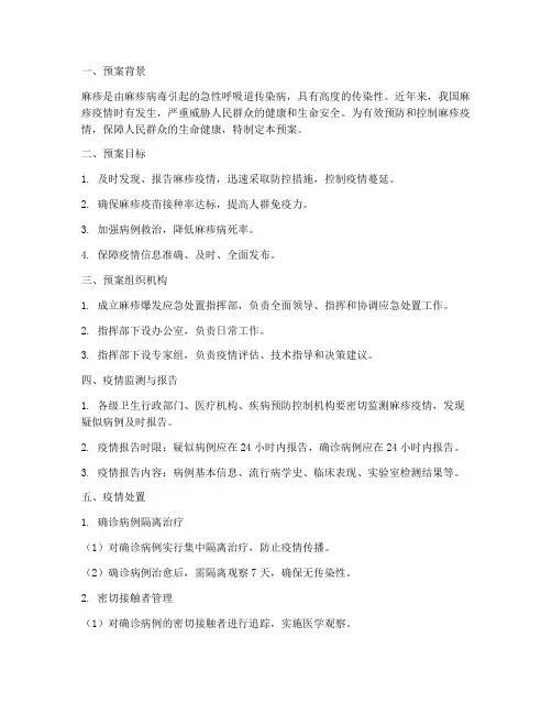 麻疹爆发应急处置预案