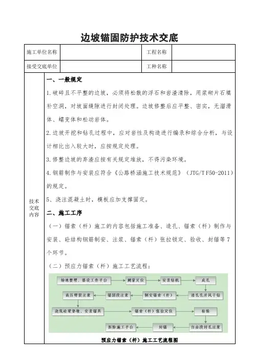边坡锚固防护技术交底